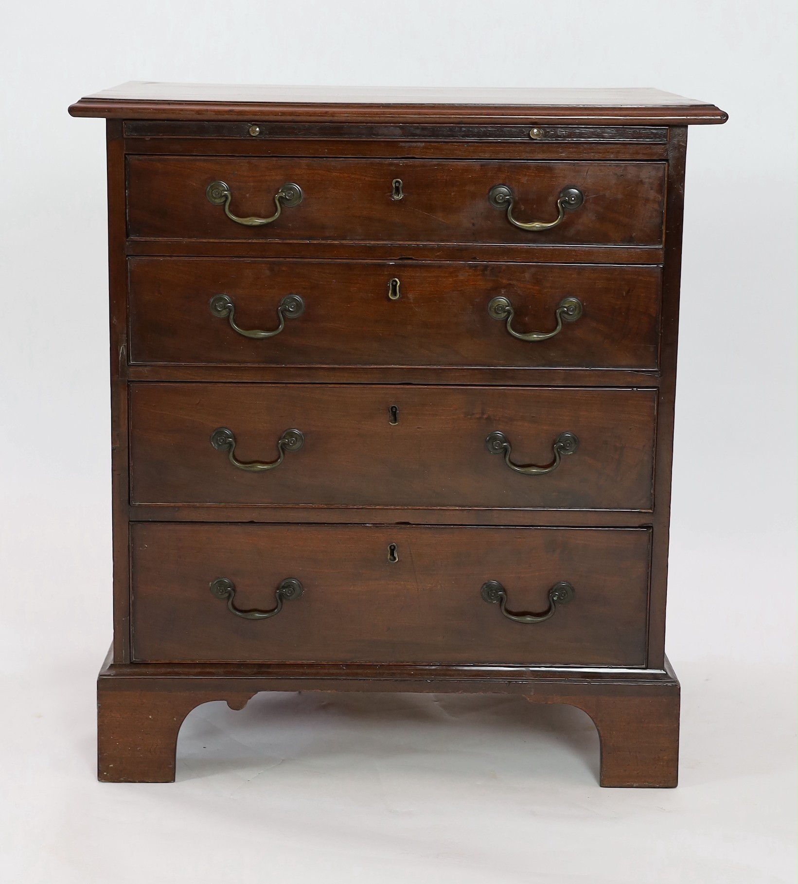 A small George III mahogany chest, W.75cm D.50cm H.83cm